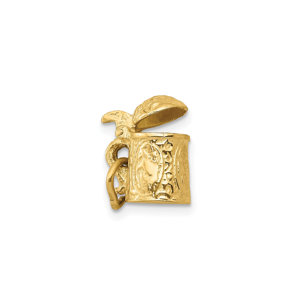 14k Yellow Gold Beer Stein Charm Pendant with Movable Lid, Vintage Bar Themed Jewelry