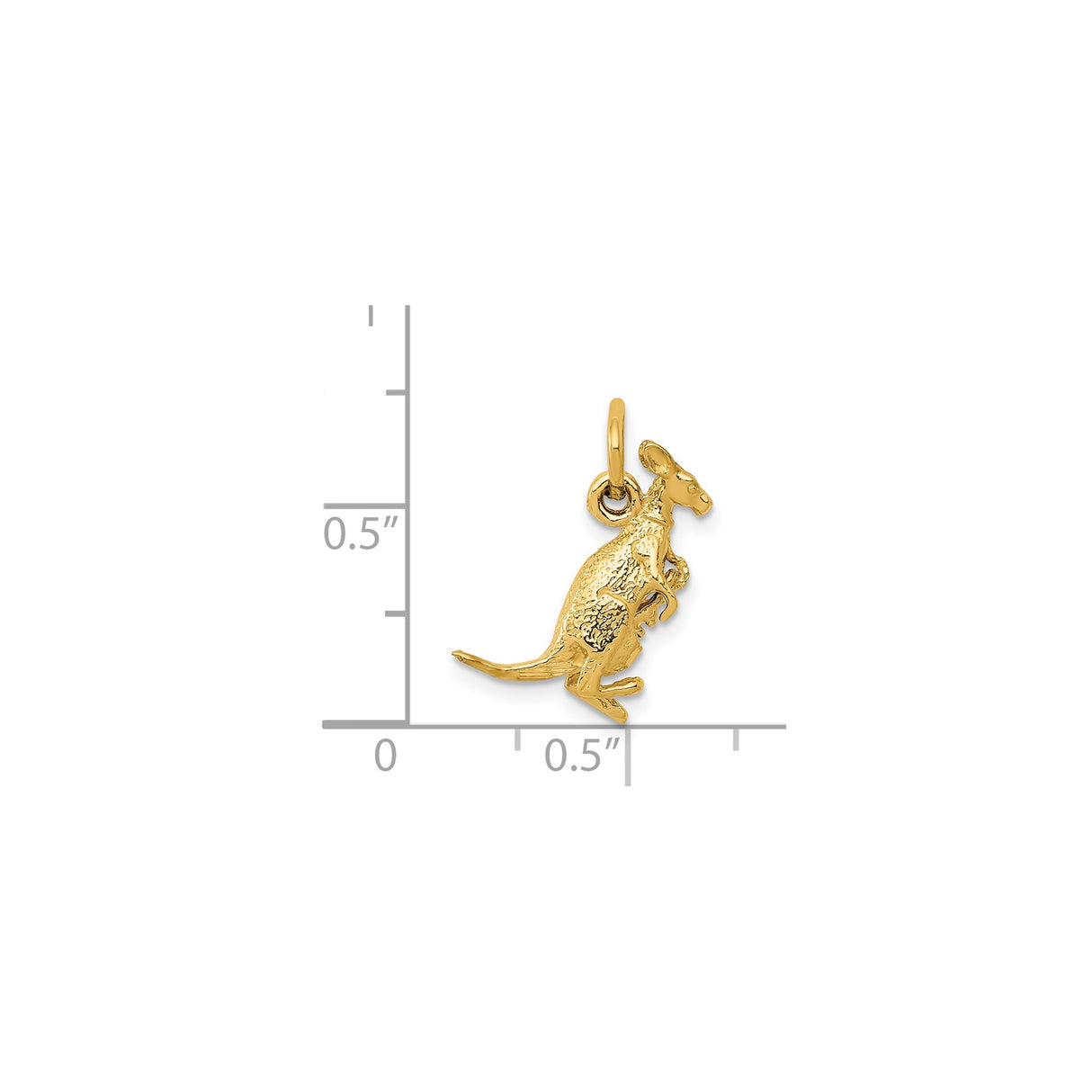 14k Yellow Gold Kangaroo Charm Pendant with Joey, Australian Wildlife Animal Jewelry