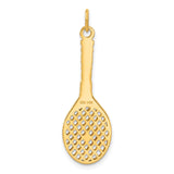14k Yellow Gold Tennis Racket Pendant with Pearl Accent, Sports Charm for Women
