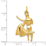 14k Yellow Gold Matador Pendant with Cape and Sword, Traditional Spanish Bullfighter Charm