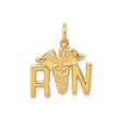 14k Yellow Gold RN Caduceus Pendant , Registered Nurse Charm with Medical Symbol