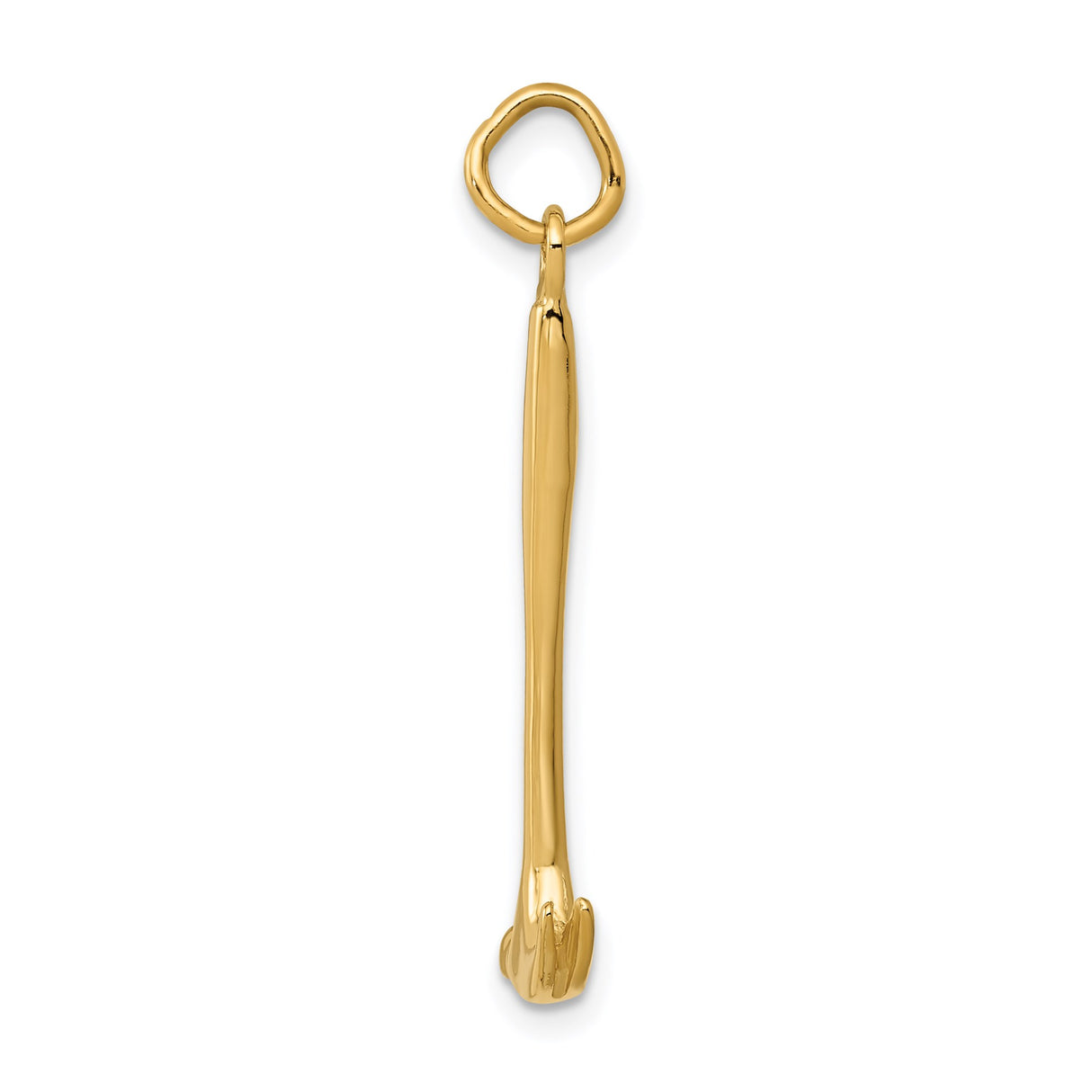 14k Yellow Gold Hammer Pendant, Polished Tool Symbol of Strength and Craftsmanship, Unisex Jewelry