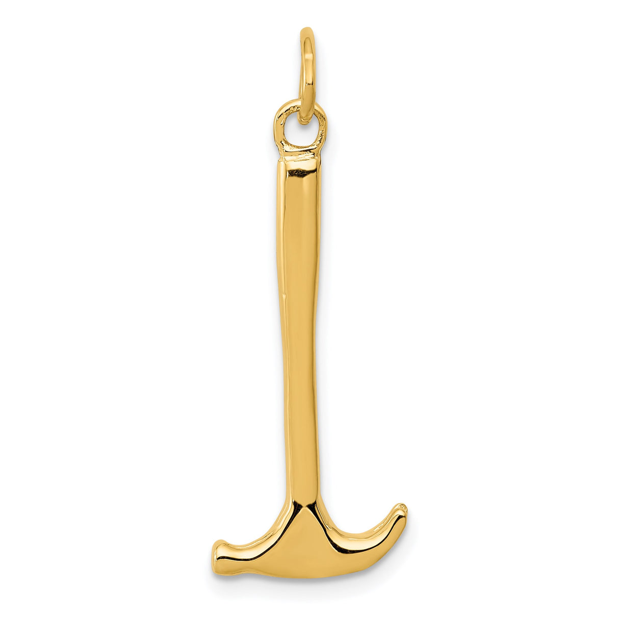 14k Yellow Gold Hammer Pendant, Polished Tool Symbol of Strength and Craftsmanship, Unisex Jewelry
