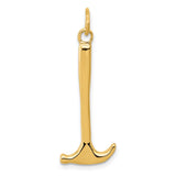 14k Yellow Gold Hammer Pendant, Polished Tool Symbol of Strength and Craftsmanship, Unisex Jewelry