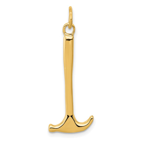 14k Yellow Gold Hammer Pendant, Polished Tool Symbol of Strength and Craftsmanship, Unisex Jewelry