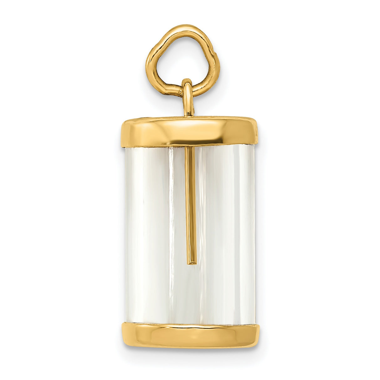 Hollow Fillable Vial Capsule with Glue-on Top Charm Pendant in Real 14k Yellow Gold