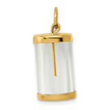 Hollow Fillable Vial Capsule with Glue-on Top Charm Pendant in Real 14k Yellow Gold