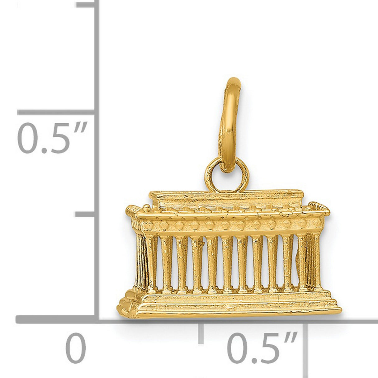 Lincoln Memorial Charm Pendant in Real 14k Yellow Gold