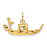 14k Yellow Gold Gondola Pendant Charm with Gondolier and Passengers, Venetian Boat Design