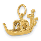 14k Yellow Gold Gondola Pendant Charm with Gondolier and Passengers, Venetian Boat Design