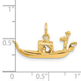 14k Yellow Gold Gondola Pendant Charm with Gondolier and Passengers, Venetian Boat Design