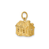 14k Yellow Gold House Pendant Charm, Detailed Cottage Design, Sentimental Unisex Jewelry