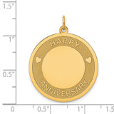 14k Yellow Gold Pendant, Happy Anniversary Heart Design, Engravable Romantic Charm for Women