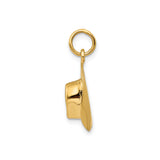 14k Yellow Gold Cowboy Hat Pendant Charm, Western Rodeo Style for Men or Women