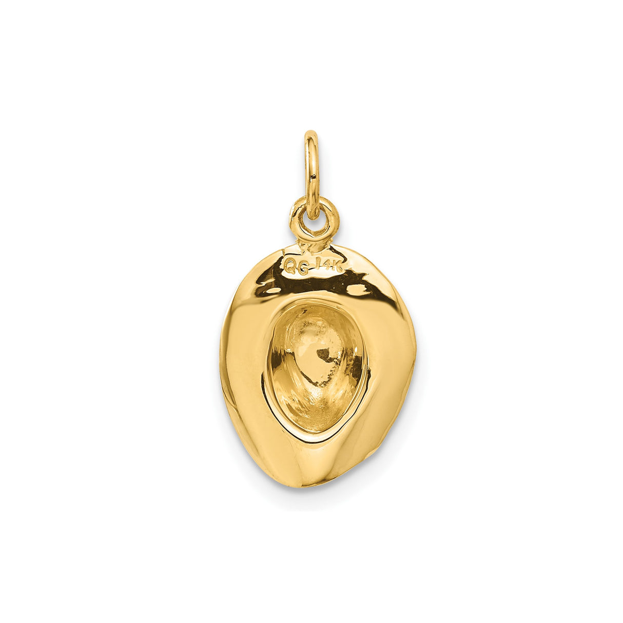 14k Yellow Gold Cowboy Hat Pendant Charm, Western Rodeo Style for Men or Women