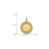 14k Yellow Gold Pendant with Textured Concentric Circles and Open Center