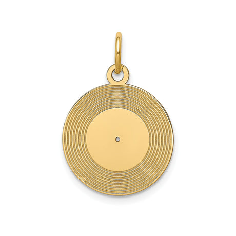 14k Yellow Gold Pendant with Textured Concentric Circles and Open Center