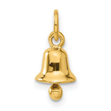 14k Yellow Gold Bell Pendant Charm with Polished 3D Design, Spiritual Symbol for Women or Unisex Use