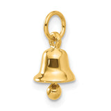 14k Yellow Gold Bell Pendant Charm with Polished 3D Design, Spiritual Symbol for Women or Unisex Use