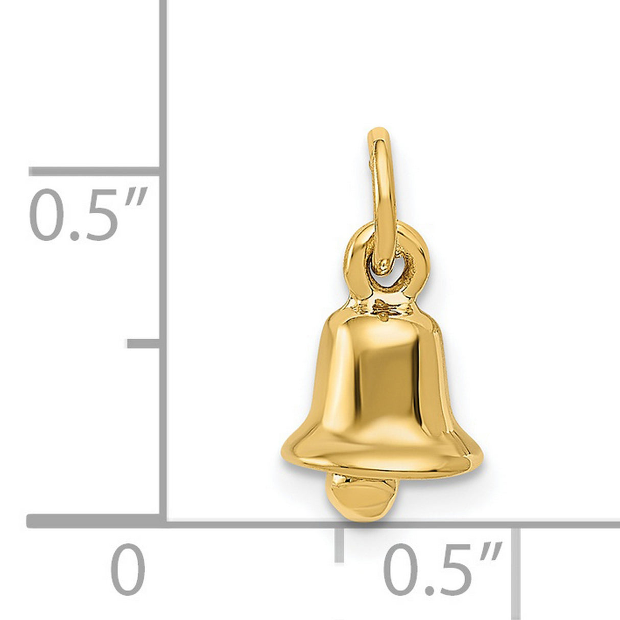 14k Yellow Gold Bell Pendant Charm with Polished 3D Design, Spiritual Symbol for Women or Unisex Use