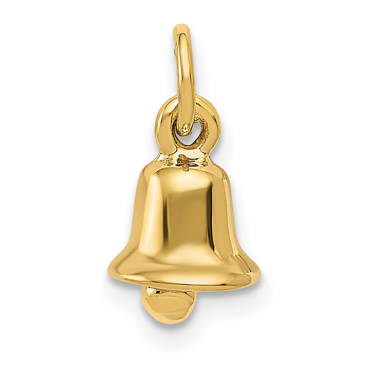 14k Yellow Gold Bell Pendant Charm with Polished 3D Design, Spiritual Symbol for Women or Unisex Use