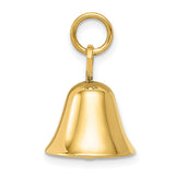 14k Yellow Gold Bell Charm Pendant, Realistic Design with Moving Detail, Spiritual Jewelry for Women