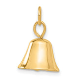 14k Yellow Gold Bell Charm Pendant, Realistic Design with Moving Detail, Spiritual Jewelry for Women