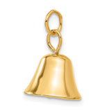 14k Yellow Gold Bell Charm Pendant, Realistic Design with Moving Detail, Spiritual Jewelry for Women