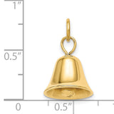 14k Yellow Gold Bell Charm Pendant, Realistic Design with Moving Detail, Spiritual Jewelry for Women