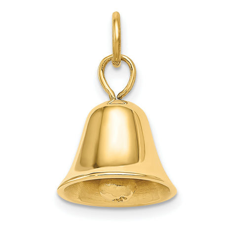 14k Yellow Gold Bell Charm Pendant, Realistic Design with Moving Detail, Spiritual Jewelry for Women