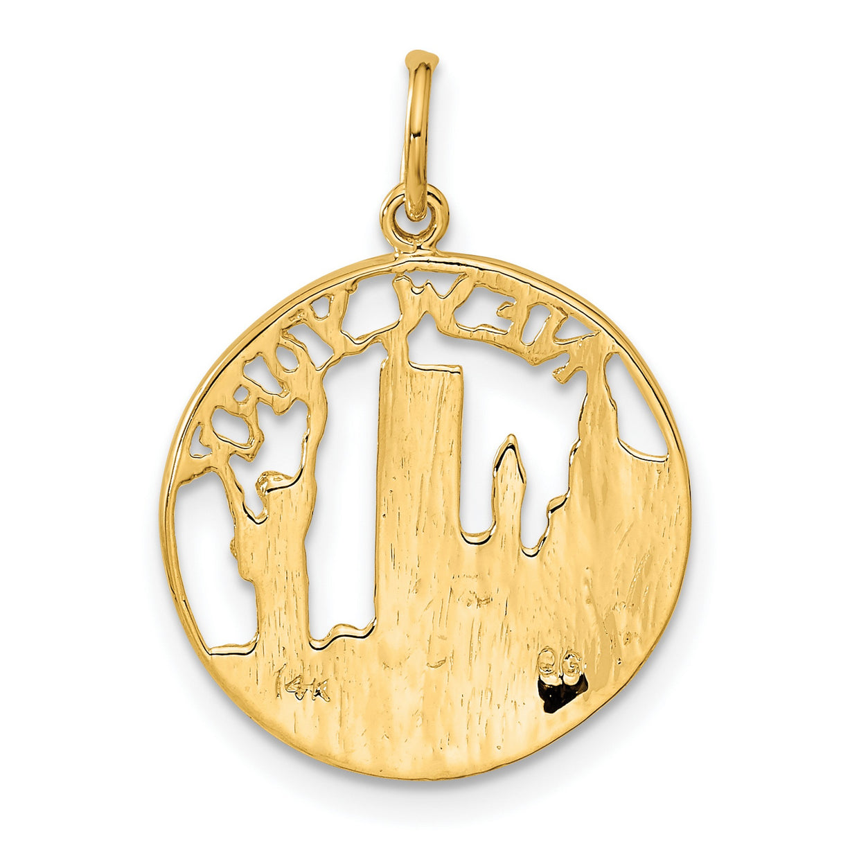 14k Yellow Gold New York Skyline Pendant with Statue of Liberty Charm