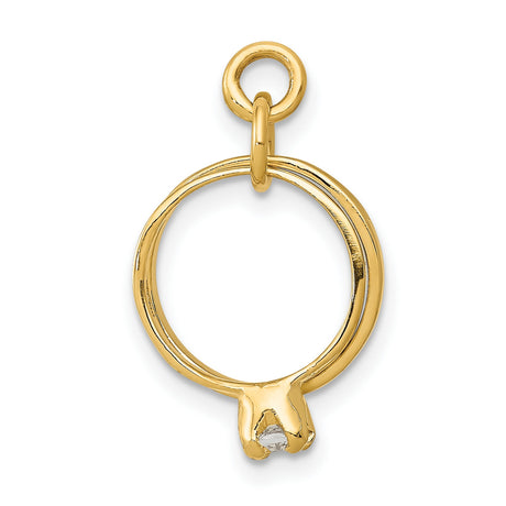 14k Yellow Gold Engagement Ring Pendant with Cubic Zirconia, Romantic Charm Jewelry for Women