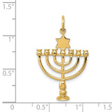 Solid Menorah With Star Top Charm Pendant in Real 14k Yellow Gold