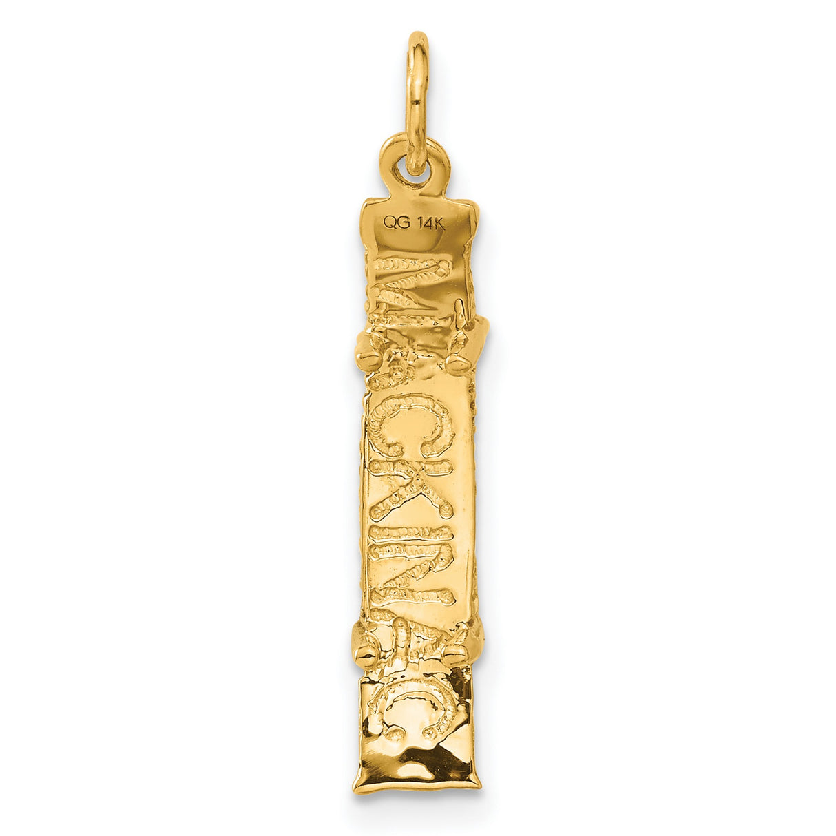 14k Yellow Gold Chai Symbol Pendant, Textured Hebrew Charm, Religious Jewish Jewelry for Men and Women