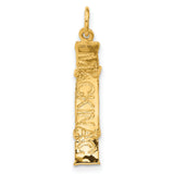 14k Yellow Gold Chai Symbol Pendant, Textured Hebrew Charm, Religious Jewish Jewelry for Men and Women