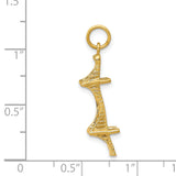 14k Yellow Gold Chai Symbol Pendant, Textured Hebrew Charm, Religious Jewish Jewelry for Men and Women