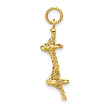 14k Yellow Gold Chai Symbol Pendant, Textured Hebrew Charm, Religious Jewish Jewelry for Men and Women