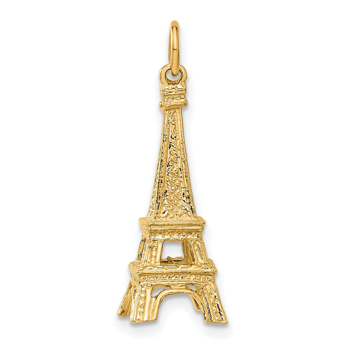 14k Yellow Gold Eiffel Tower Pendant, Detailed Paris Travel Charm