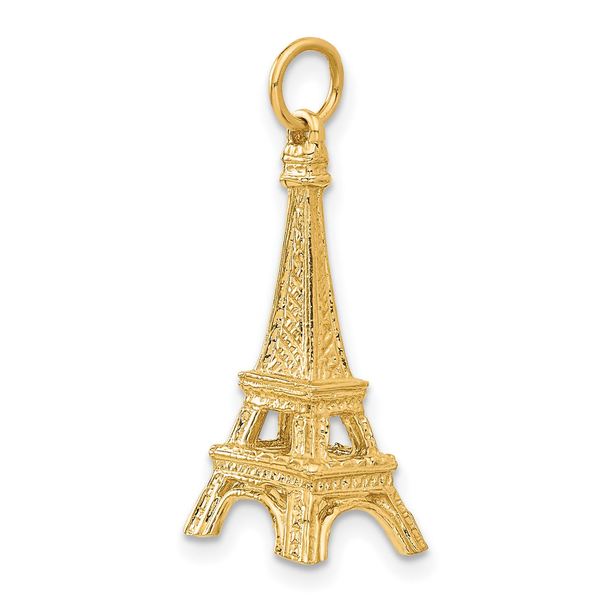 14k Yellow Gold Eiffel Tower Pendant, Detailed Paris Travel Charm
