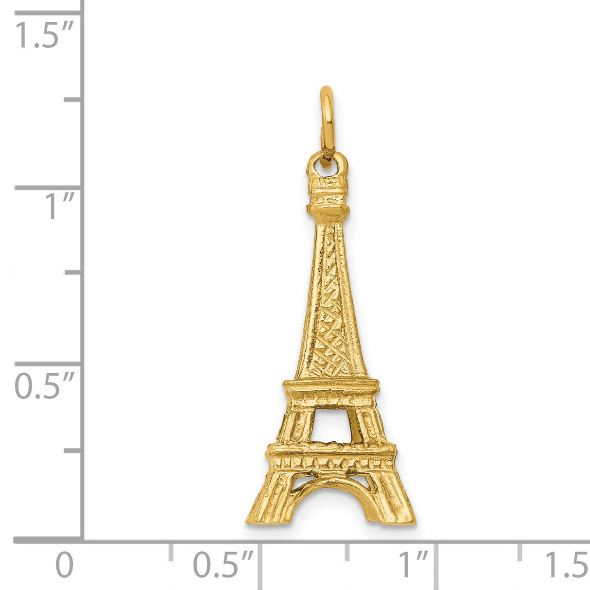 14k Yellow Gold Eiffel Tower Pendant, Detailed Paris Travel Charm