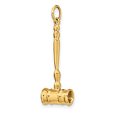 14k Yellow Gold Gavel Pendant, 3D Legal Charm Symbol of Justice for Lawyers and Judges