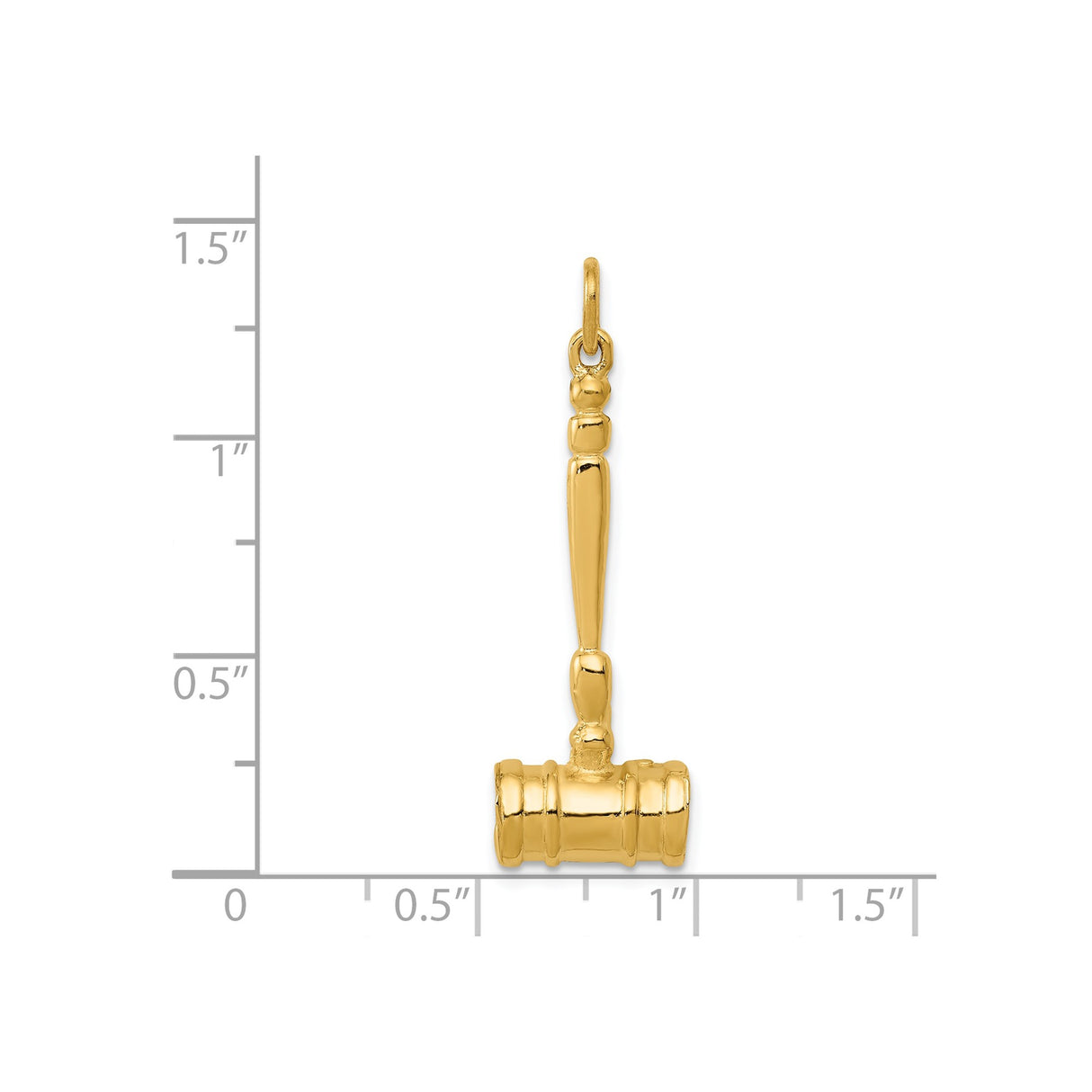 14k Yellow Gold Gavel Pendant Charm, Polished Legal Symbol Jewelry for Men or Women