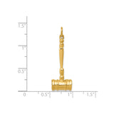 14k Yellow Gold Gavel Pendant Charm, Polished Legal Symbol Jewelry for Men or Women