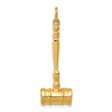 14k Yellow Gold Gavel Pendant Charm, Polished Legal Symbol Jewelry for Men or Women