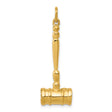 14k Yellow Gold Gavel Pendant, 3D Legal Charm Symbol of Justice for Lawyers and Judges