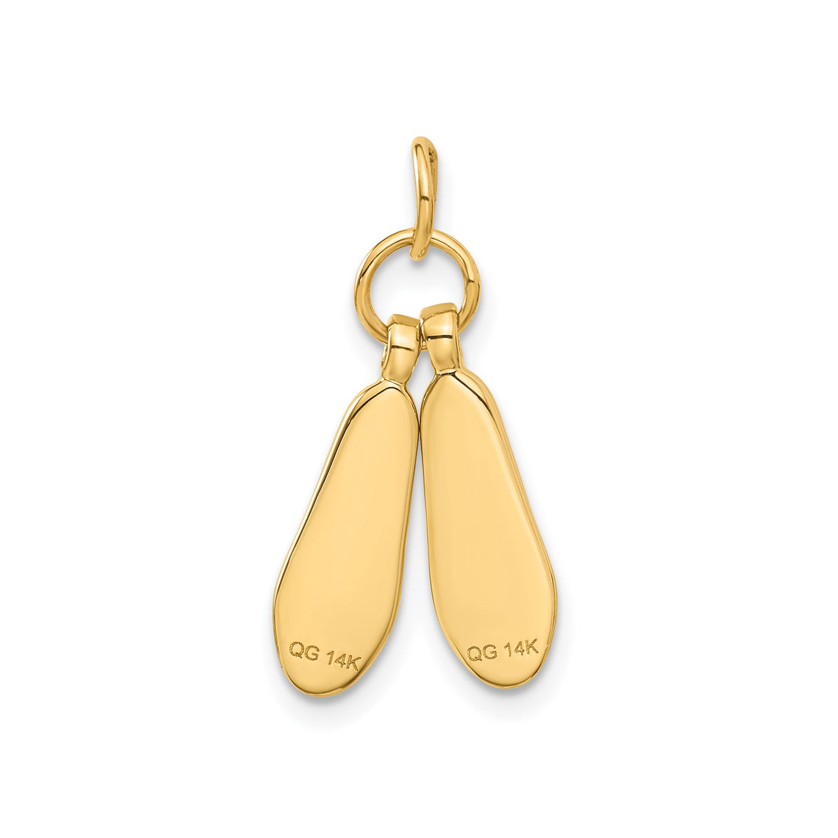 14k Yellow Gold Ballet Slippers Charm Pendant, Polished 3D Dance Jewelry for Women and Girls