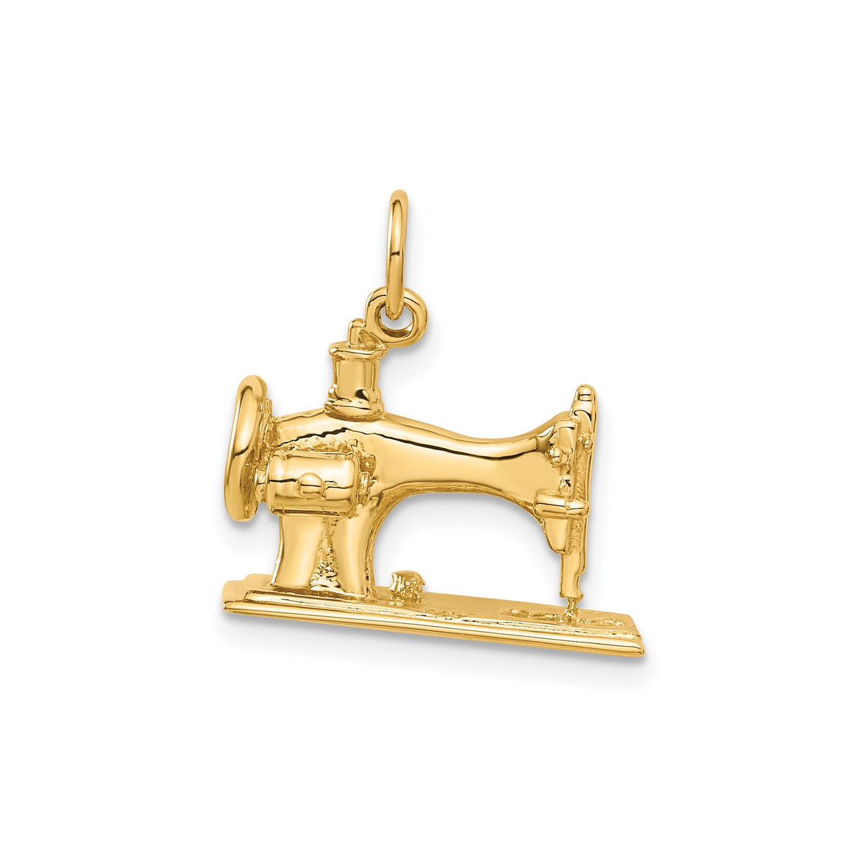 14k Yellow Gold Sewing Machine Pendant, Vintage Seamstress Charm for Women