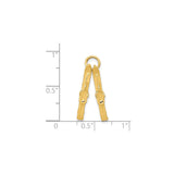 14k Yellow Gold Ski Pendant with Crossed Skis and Bindings, Winter Sports Charm