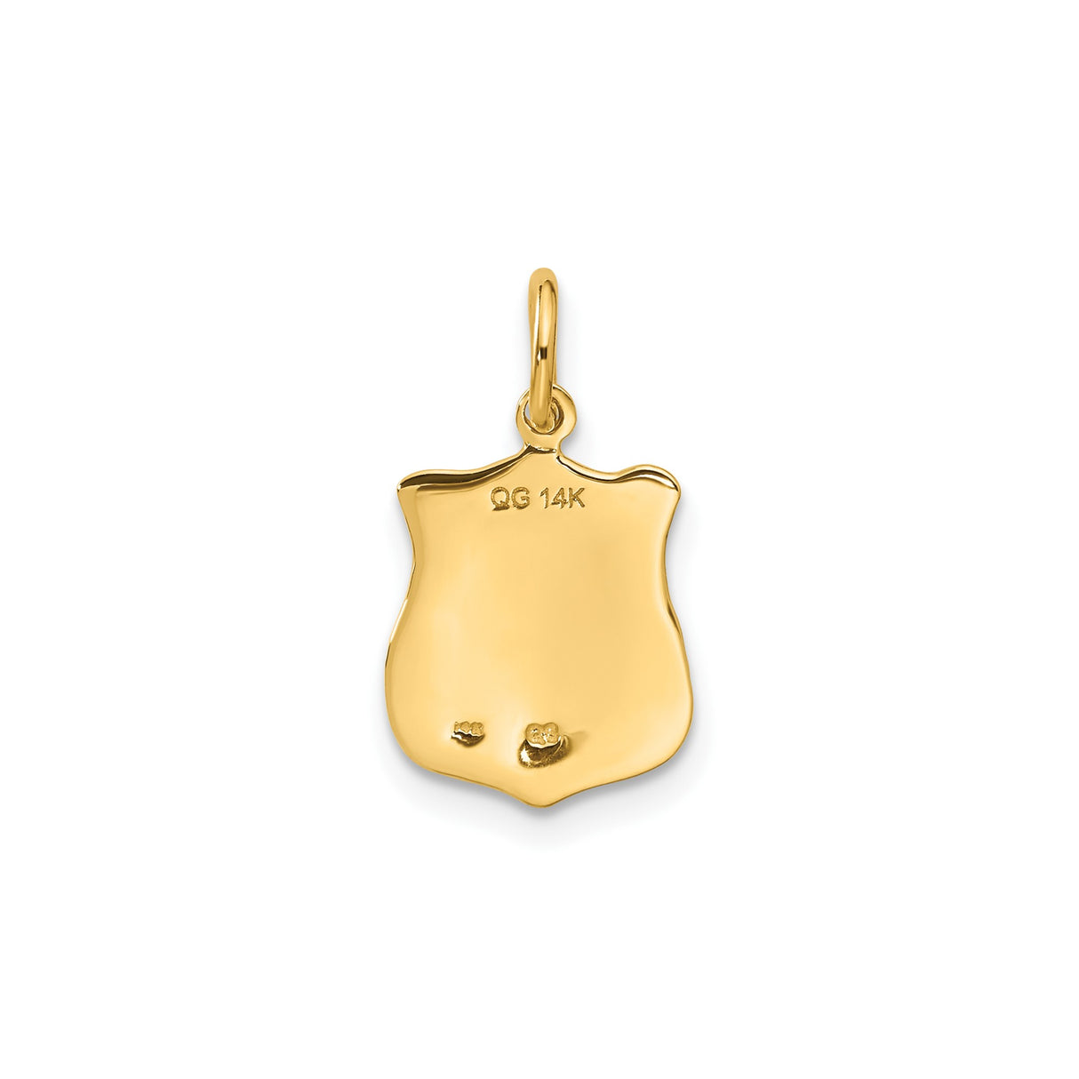 14k Yellow Gold Police Badge Pendant with Shield Design and Valor Theme