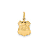 14k Yellow Gold Police Badge Pendant with Shield Design and Valor Theme
